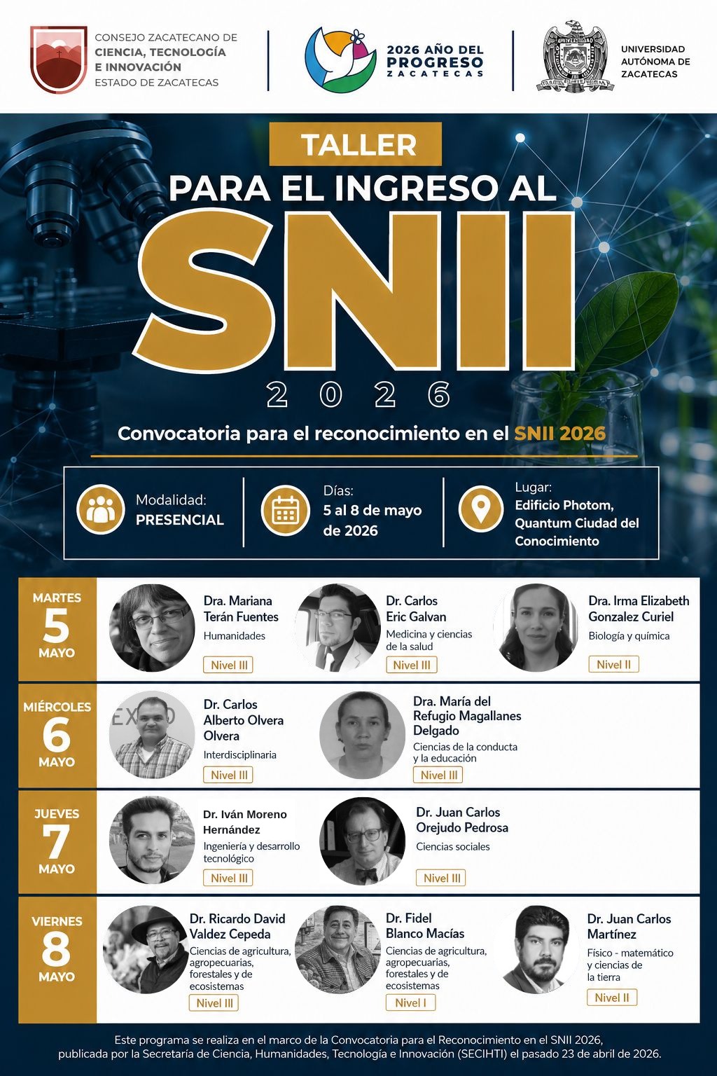 IMPULSA GOBIERNO DEL ESTADO PARTICIPACIÓN DE ZACATECANOS EN CONVOCATORIA PARA RECONOCIMIENTO EN EL SNII<br>